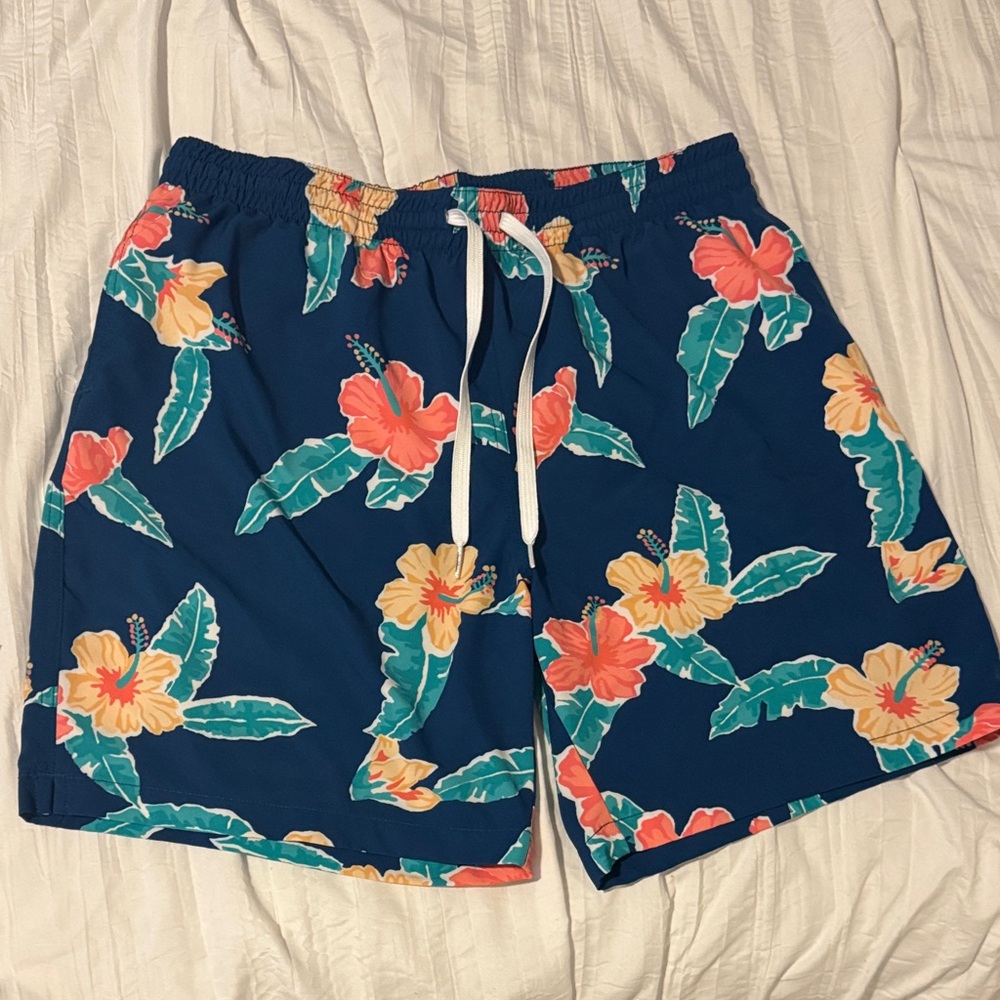 Chubbies Navy and Yellow Floral Swim Shorts